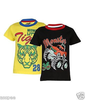 Antshrike Boys Printed Round Neck Cotton Half Sleeve T-Shirt Pack of 2