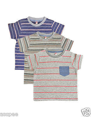 Orange and Orchid Kids Cotton Striped T-shirt Pack of 3