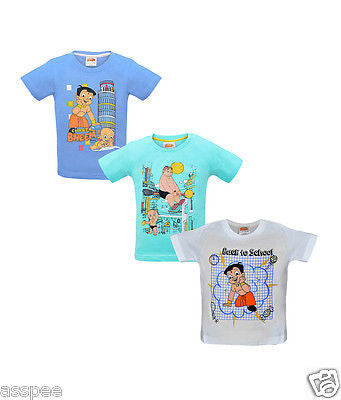 Chhota Bheem Printed Round Neck Cotton T-Shirt for Baby Boy and Girl Pack of 3