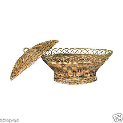 Luke and Lilly Bamboo Cane Fruit Basket With Cover