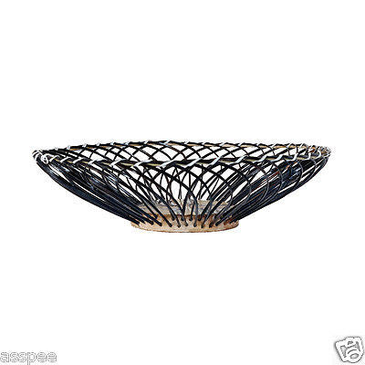 Luke and Lilly Bamboo Black Wire Craft Oval Fruit Basket