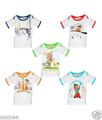 Chhota Bheem Printed Round Neck Cotton T-Shirt for Baby Boy and Girl - Pack of 5