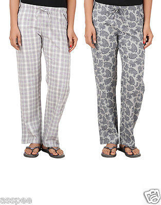 Antshrike Pack of 2 Cotton Woven Women Pyjama Nightwear Pant
