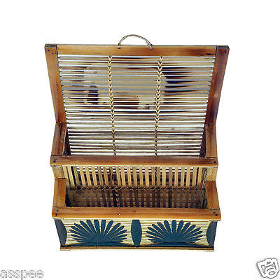 Luke and Lilly Bamboo Craft Fancy Design Double Partition Letter Box