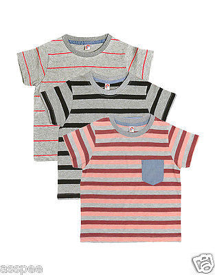 Orange and Orchid Kids Cotton Striped T-shirt Pack of 3