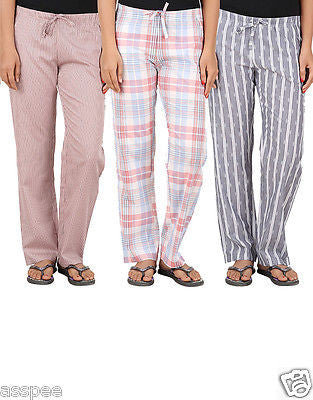 Antshrike Pack of 3 Cotton Woven Women Pyjama Nightwear Pant