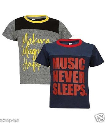 Luke and Lilly Boys Printed Round Neck Cotton Half Sleeve T-Shirt Pack of 2