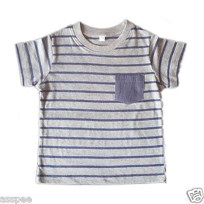 Orange and Orchid Cotton Yellow Striped Pocket Kids T-shirt