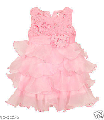 Luke and Lilly  kids  Party wear Designer Princess Girls Frock - Baby Pink