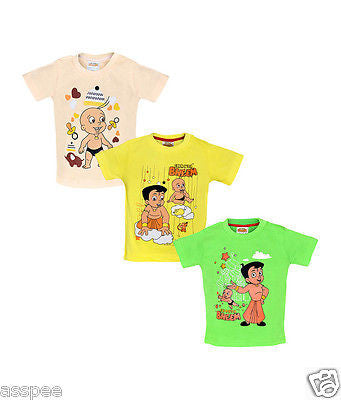 Chhota Bheem Printed Round Neck Cotton T-Shirt for Baby Boy and Girl Pack of 3