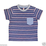 Orange and Orchid Cotton Striped  Pocket Kids T-shirt Pack of 2