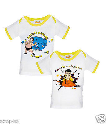 Chhota Bheem Printed Round Neck Cotton T-Shirt for Baby Boy and Girl - Pack of 2