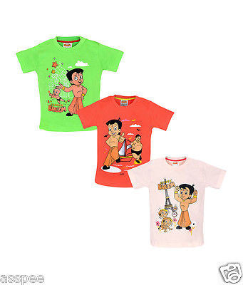 Chhota Bheem Printed Round Neck Cotton T-Shirt for Baby Boy and Girl Pack of 3
