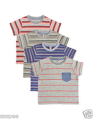 Orange and Orchid Kids Cotton Striped T-shirt Pack of 4