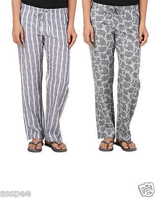 Antshrike Pack of 2 Cotton Woven Women Pyjama Nightwear Pant