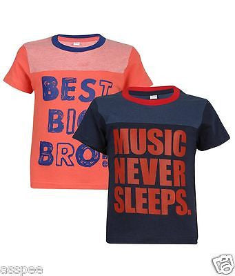 Luke and Lilly Boys Printed Round Neck Cotton Half Sleeve T-Shirt Pack of 2