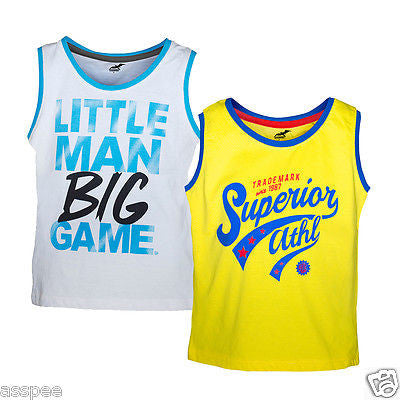Antshrike Boys Printed Round Neck Cotton Sleeveless T-Shirt Pack of 2