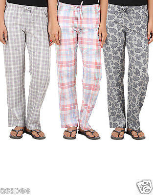 Antshrike Pack of 3 Cotton Woven Women Pyjama Nightwear Pant