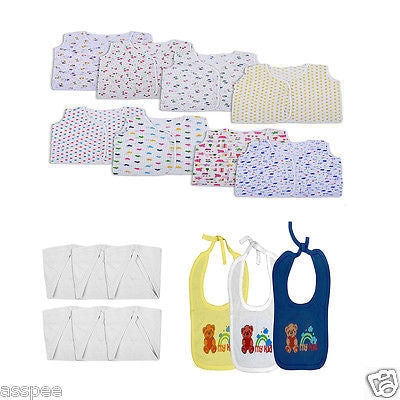 MYKID Combo Gift Set of Baby Jabla Nappies and Bibs for Just Born