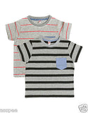 Orange and Orchid Kids Cotton Striped T-shirt Pack of 2