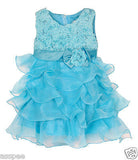 Luke and Lilly  kids  Party wear Designer Princess Girls Frock - Sky Blue