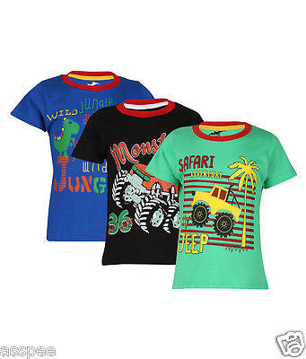 Antshrike Boys Printed Round Neck Cotton Half Sleeve T-Shirt Pack of 3