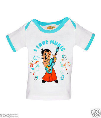 Luke and Lilly Chhota Bheem Printed Round Neck Cotton TShirt for Baby Boy & Girl