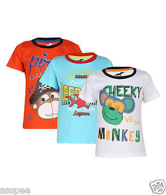 Antshrike Boys Printed Round Neck Cotton Half Sleeve T-Shirt Pack of 3