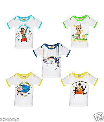 Chhota Bheem Printed Round Neck Cotton T-Shirt for Baby Boy and Girl - Pack of 5