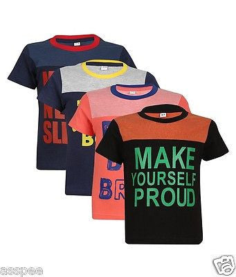 Luke and Lilly Boys Printed Round Neck Cotton Half Sleeve T-Shirt Pack of 4
