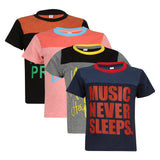 Luke and Lilly Boys Printed Round Neck Cotton Half Sleeve T-Shirt Pack of 4